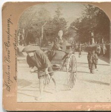 Rickshaw Ride in Japan Park, c1900, Nara, Transportation, Stereoview