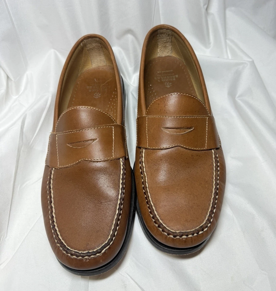 Vintage 90s Brooks Brothers Brown Leather Pebble Grain Driving Loafers Brooks Brothers Leather Upper Brown Casual Shoes for Men for  main image 4