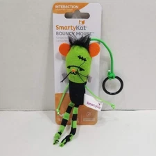 New SmartyKat Bouncy Mouse Interaction Catnip Green Frankenstein Monster Cat Toy