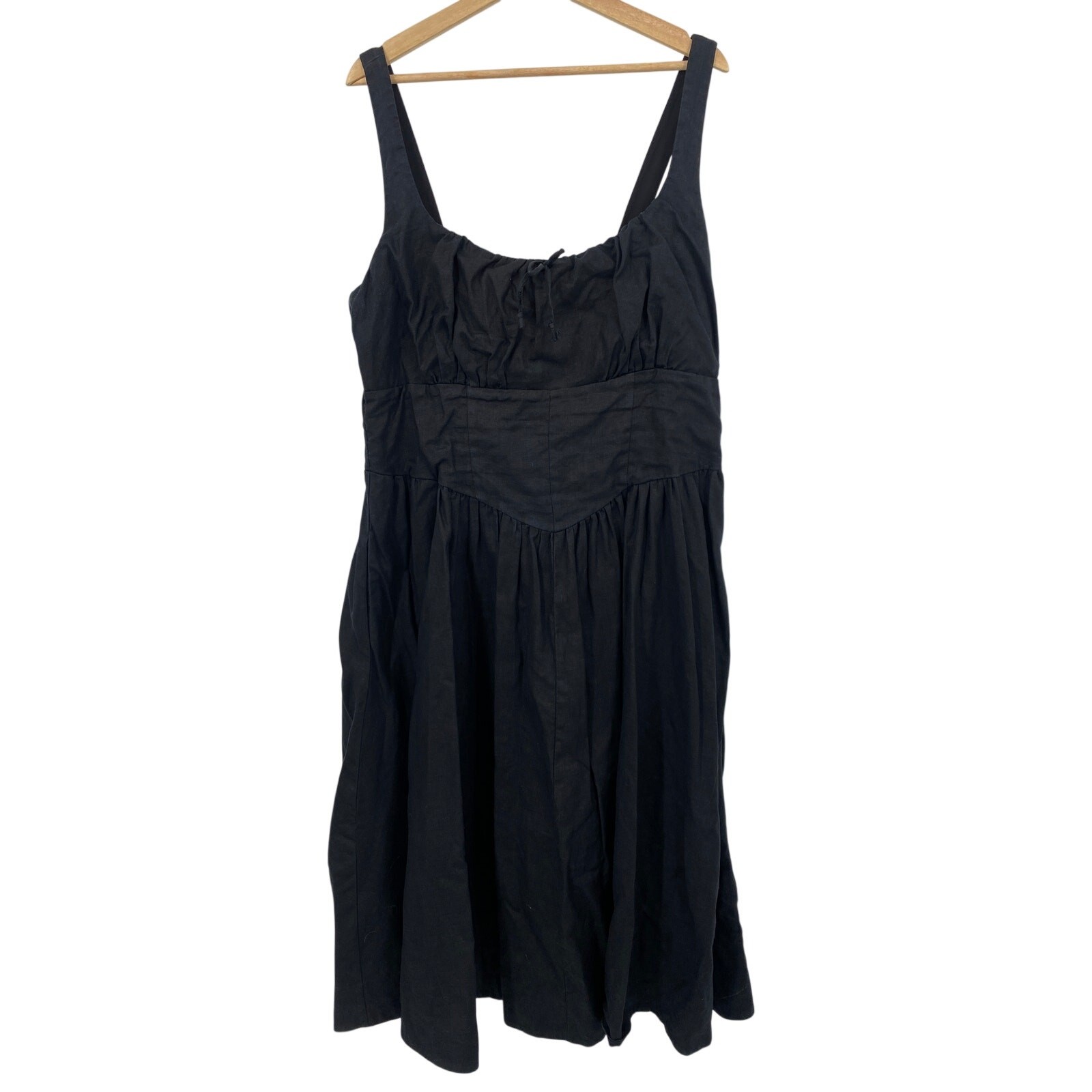 Reformation balia black linen tie midi dress image 8