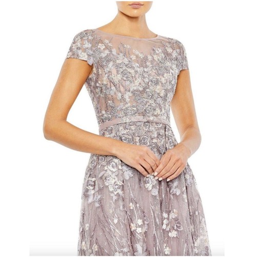 Mac Duggal Embellished Floral Cap Sleeve Gown Lilac 20405 Dress -Size 22 - Picture 2 of 4
