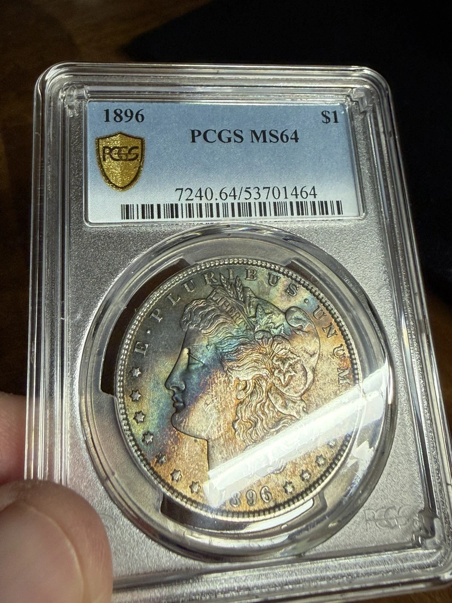 PCGS Certified MS 64 Graded 1896 Year Morgan US Dollars (1878-1921