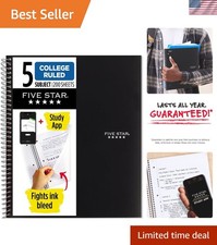 Spiral Bound 5 Subject Notebook - Ink Bleed Resistant  Water-Resistant