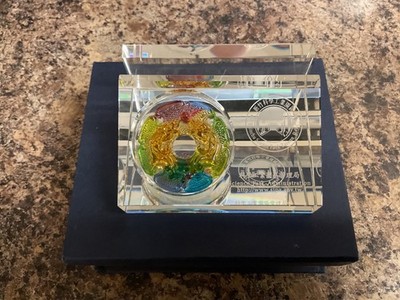 Vintage Taiwan Gov. Science Park Administration Art Glass Business Card Holder
