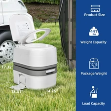 6.34GAL Portable Potty Toilet Outdoor Camping Travel Mobile Flush Toilet w/Paper