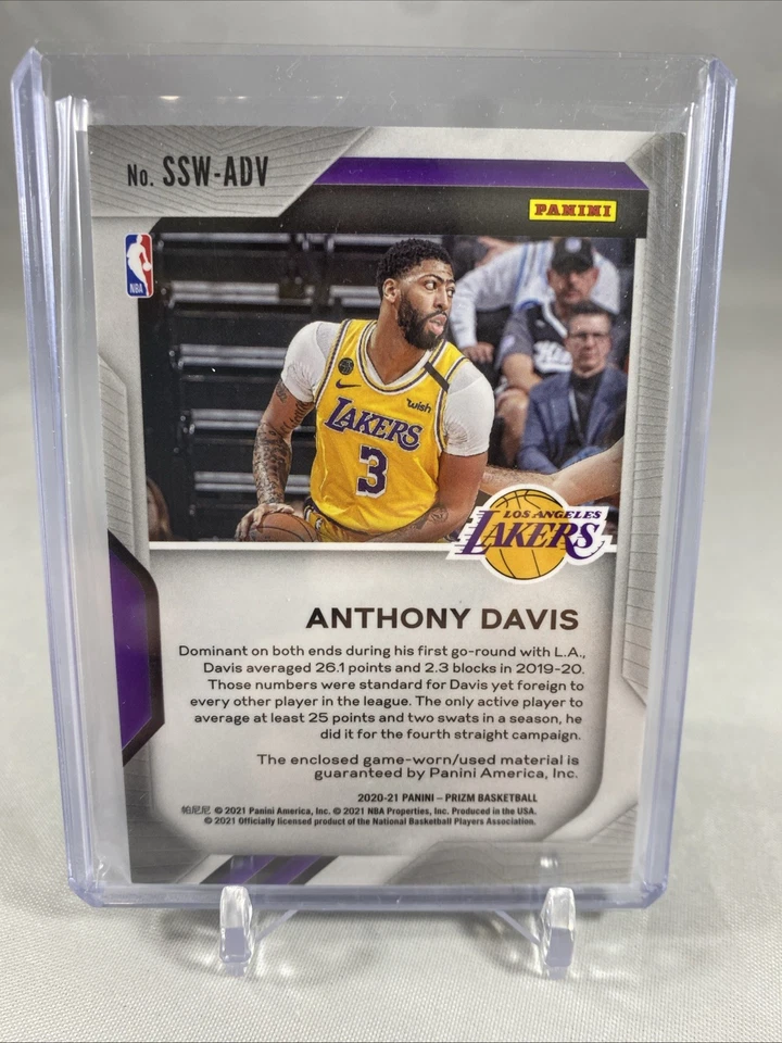 Camiseta deportiva Panini Prizm Sensational Swatches #16 2020-21 Anthony Davis Foto 4 de 4