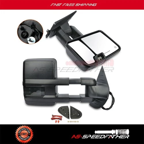 Towing Power Heated Turn Signal Side Mirrors For 07-13 Silverado Suburban Sierra