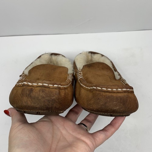 Ugg Sz 7 Ansley Slipper Leather Nubuck Brown Chestnut Slip On Shoes Women’s 3312 - Picture 8 of 12