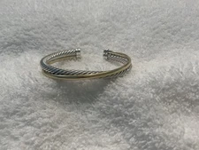 DAVID YURMAN 18K GOLD AND SILVER CROSSOVER TWO 2 ROW BRACELET