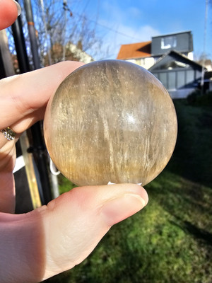 Gelbe Fluorit Kristallkugel gebändert Heilung 4,6 cm 210 g Kugel Kugel 