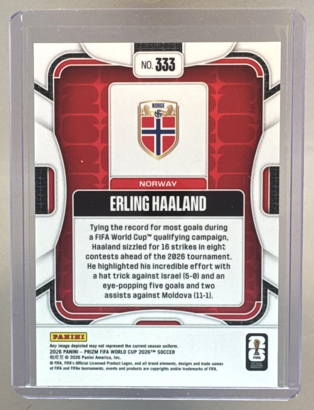 Erling Haaland 2026 Panini Prizm World Cup #333 view 2