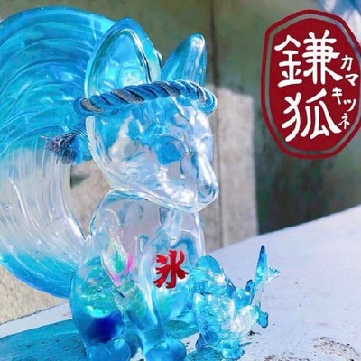 UNBOX KAMA KITSUNE Summer Ice Wave Blue Ver Soft Vinyl Sofubi Figure H13CM/5.2in