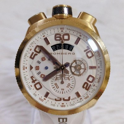 BOMBERG ボンバーグ BOLT-68 クロノグラフ 腕時計 ゴールド 時計 Bomberg Bolt 68 BS45CHPG16304 Chronograph Quartz Gold Color White