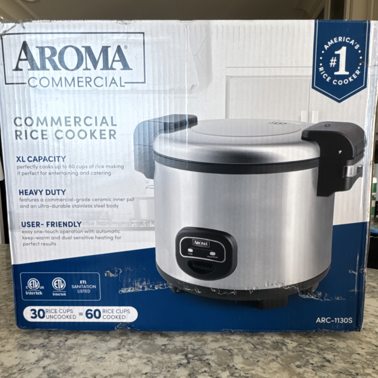 Aroma ARC-1130S Commercial Rice Cooker 30 Cup Stainless Steel Silver XL Capacity