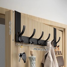 14 Hooks Over The Door Hook Hanger Coat Jacket Rack for Clothes Hat Towel UK**