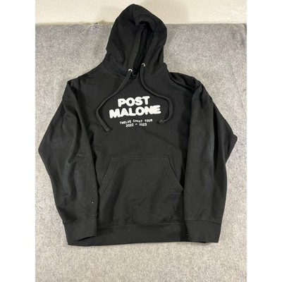 Post Malone Twelve Carat Tour Hoodie Unisex Large Black Concert Pullover Hiphop