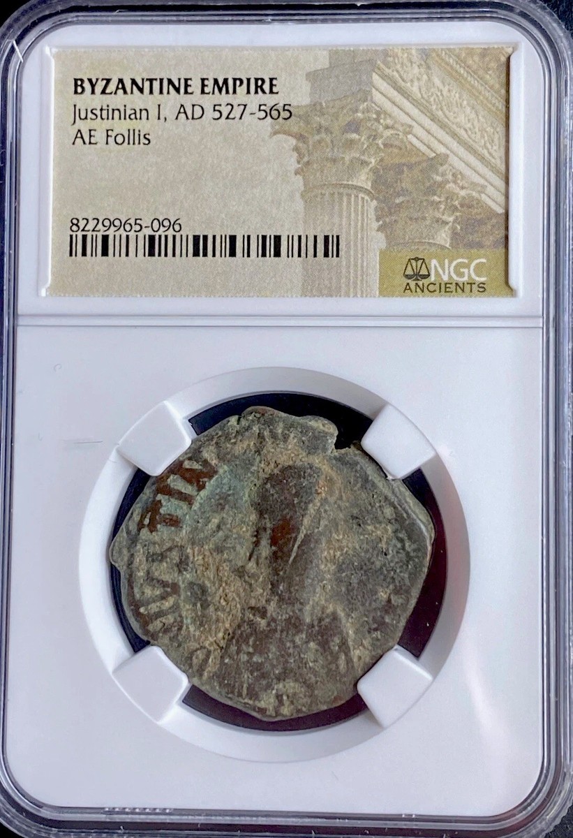 Pasalidognathus modestus　69mm 62mm Byzantine Coin 527AD-565AD Justinian I Follis Genuine NGC