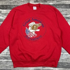 Vintage Jerzees Great American Adventure Eagle Flag Sweatshirt sz L Made In USA