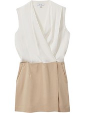 Vie Wrap-Front Shift Dress in Nude/Ivory UK10