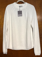 NWT PURA Cashmere Ribbed White Pullover Sweater Large