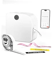  P12 Label Maker Machine with Tape, Bluetooth Small Thermal Label Printer White