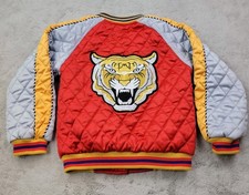 Lola and The Boys Tiger Bomber Jacket Boys 8 Multicolor Quilted Satin Varsity