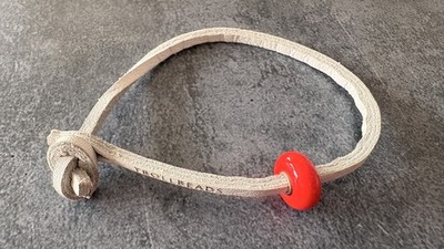 Trollbead Limited Edition With Love Leather Bracelet + Glass Bead Red Cross