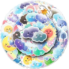 Weather Stickers for Boys Girls Teens Kids, Lovely Waterproof Vinyl 2 