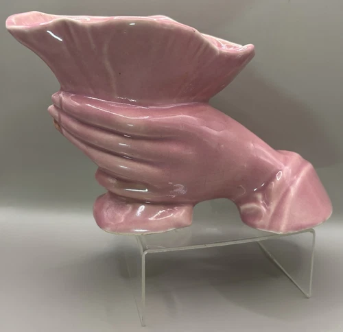 1940's Nelson McCoy Pottery Hand Vase Harvest Cornucopia Planter Midcentury MCM