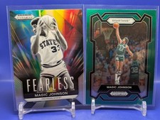 Magic Johnson 2 Card 2024 Panini Prizm Draft Picks Fearless Silver +Green Prizm