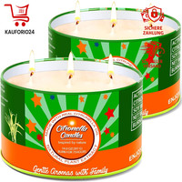 Citronella Kerze Outdoor 2 X 400G Sojawachs 3 Docht Duft Garten Camping Picknick