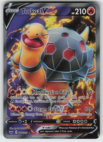 Torkoal V (Full Art) Ultra Rare SWSH01: Sword & Shield Base Set 188/202 Pokemon