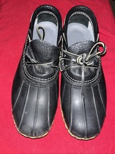 L L Bean Boots Rubber Moc Size 8 M Black Duck Shoes Moccasins Made in USA