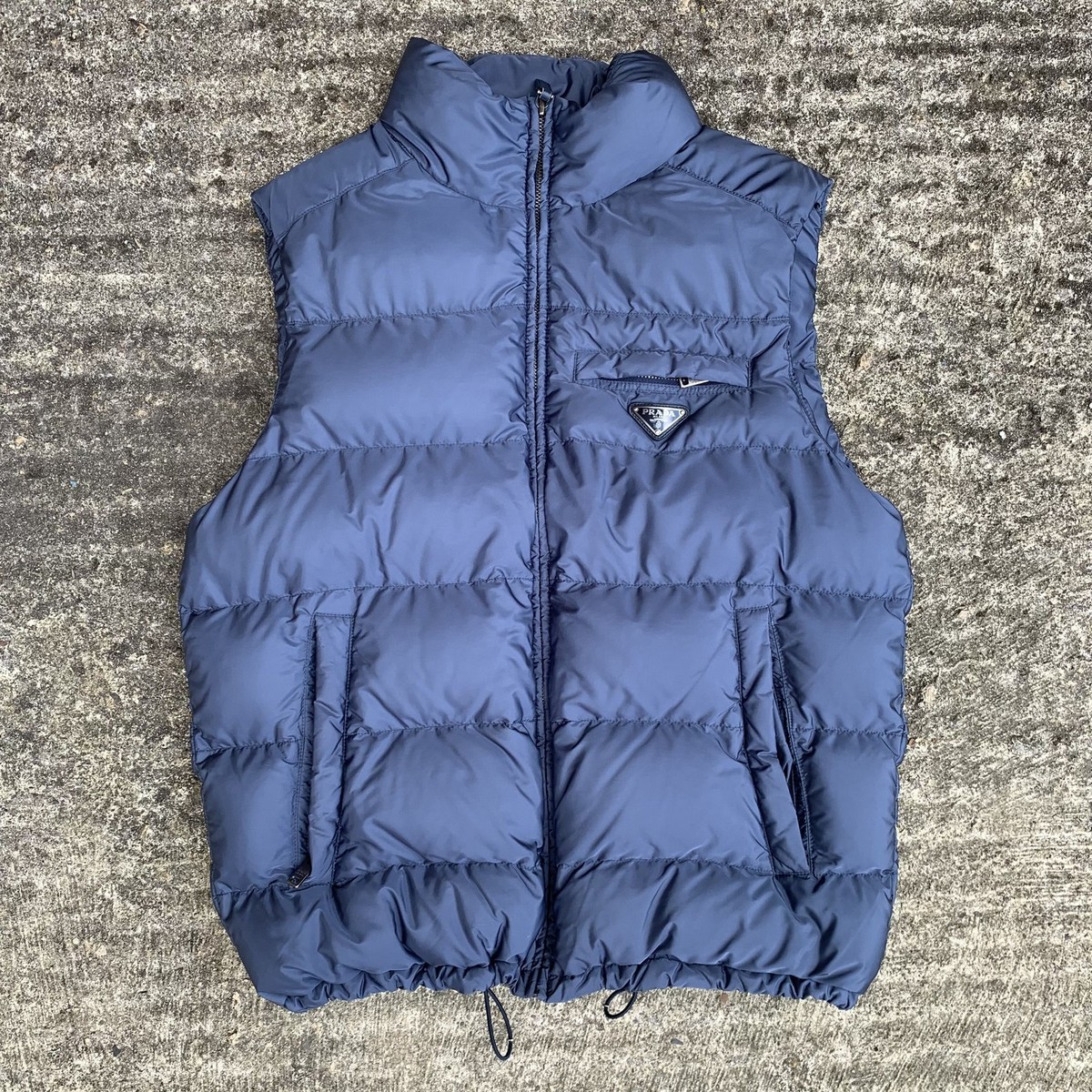 Prada Milano Men's Down Feather Insulated Puffer Gilet Jacket, Full Zip,  Size 50