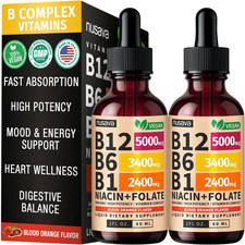  2 Pack Vitamin B12 and B6 Liquid Drops, B12 Sublingual Vitamin B Complex - B 1