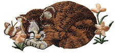  4402 3 3/8" Sleep Kitten Cat Embroidery Iron On Applique Patch-Right