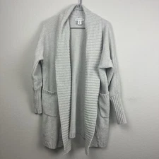 Cupcakes & Cashmere Gray Sherpa Open Front Shawl Cardigan Sz S Small Fuzzy