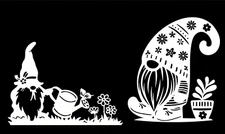 Garden Gnomes Flowers Garden Two PK 5" White Vinyl Decal Car Laptop Tablet