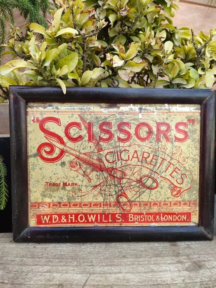 wills scissors cigarettes Vintage Scissors Cigarettes W.D & H.O Wills Advertisement Litho Tin Box  Framed