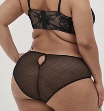 Torrid Size 1 Black Lace Key Hole Back Dot Hipster Panty NWT