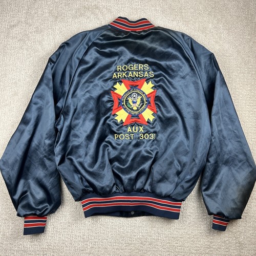 Vintage 80s US Veterans Foreign Wars Rogers Ark Aux Satin King Louie Jacket USA