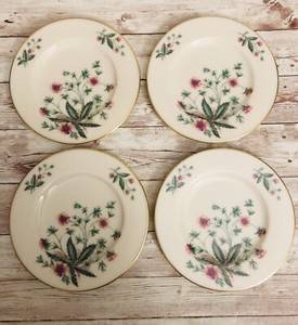 Lenox "COUNTRY GARDEN" #W302 ~ Bone China ~ 4 Bread Plates With Gold Trim