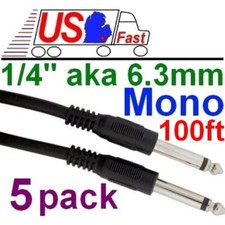 Lot5 100ft Mono 1/4"Male M Guitar/Amp/Microphone/PA Patch/Cable/Cord/Wire,6.3mm