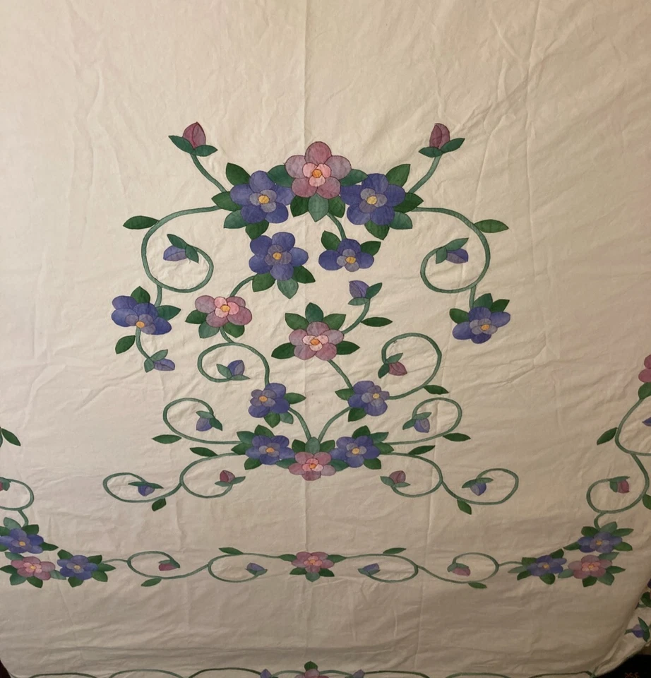 Embassy Queen Purple Floral Duvet Set Cover 2 Shams Bed Skirt Valance Embroidery - Image 2 of 4