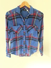 BDG Urban Outfitters Top Womens S/P Shirt Blue Red Plaid Long Sleeve Button Up