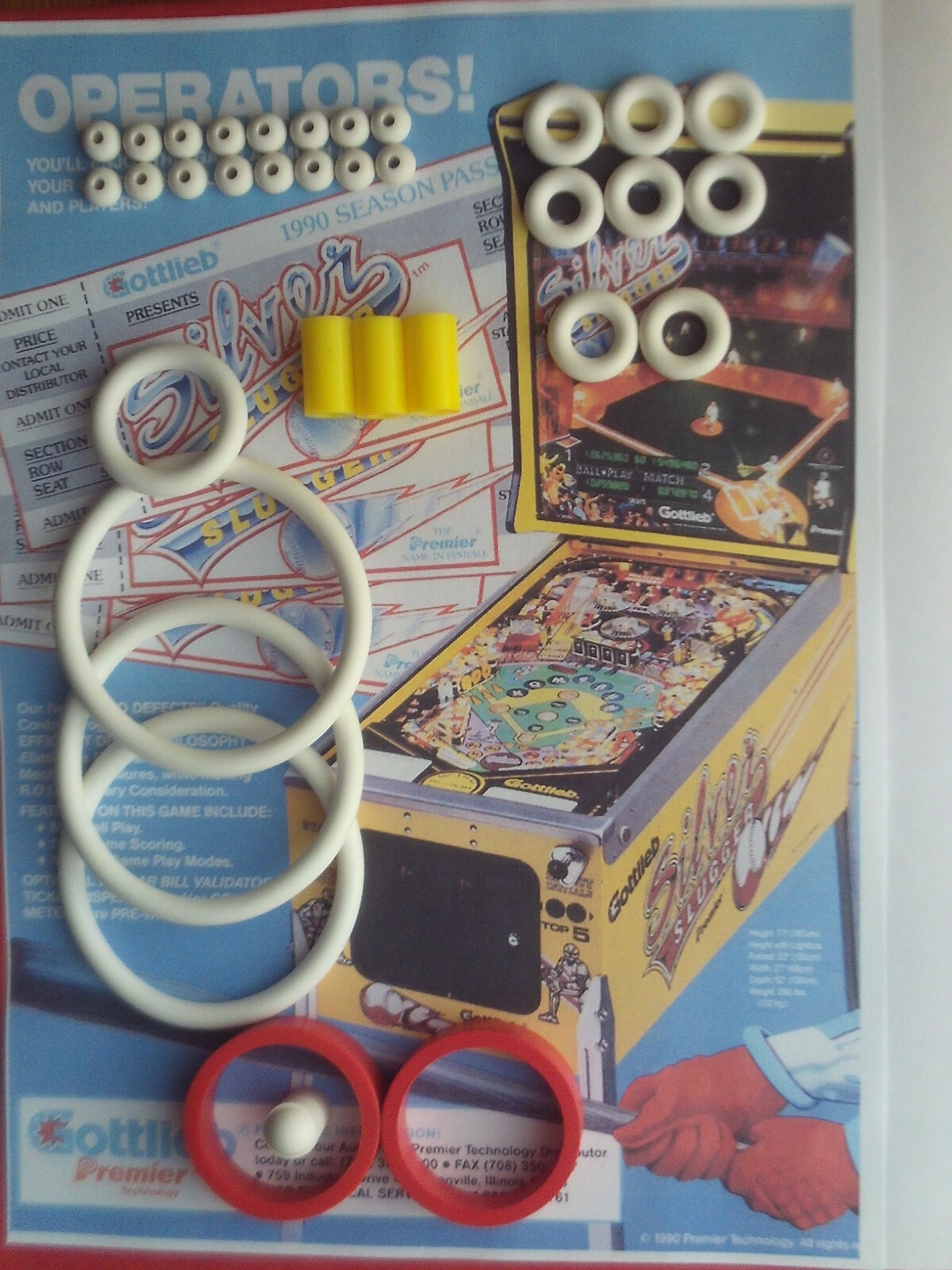 Kit élastiques flipper Gottlieb Silver Slugger pour remplacer caoutchoucs usés
