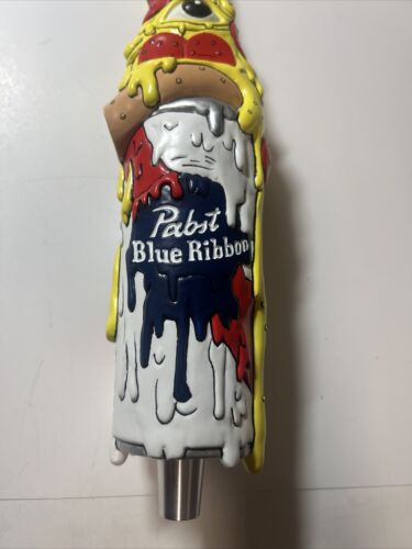NEW PABST BLUE RIBBON MELTING PIZZA ARTIST SERIES HAND PAINTED TAP HANDLE PBR - Picture 3 of 8