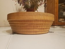 Vintage 10.75" Diameter Birch Wood Bowl Hand Carved Turned Artisan Signed