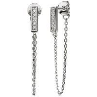 OhrhäNger HäNgerstecker Mit Kettchen Zirkonia 925 Silber Rhodiniert Ohrringe