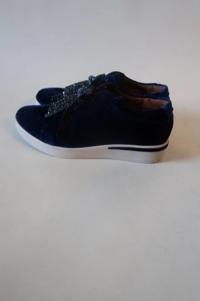 Tênis de renda feminino Gentle Souls By Kenneth Cole veludo azul 8,5 - Imagem 3 de 4